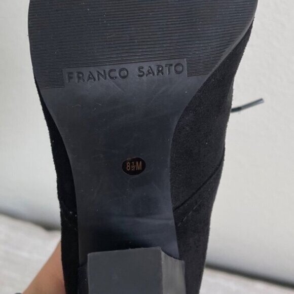 Franco Sarto Leandra Women’s Ankle Boot  Black Suede Lace-Up Block Heel Size 8.5 - Picture 7 of 8